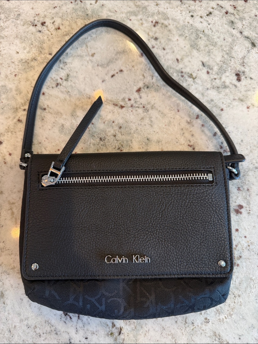 NWOT - Calvin Klein Black Leather Shoulder Mini Bag, Y2K bag